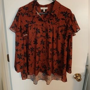 Eri & Ali Long sleeve, Bell cap shoulder, Blouse. Size Womens XL